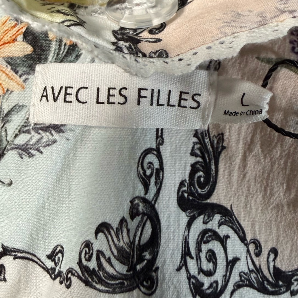 NWT Avec Les Filles L Corset Top Cropped Floral Print Coquette Cottagecore - Picture 10 of 10